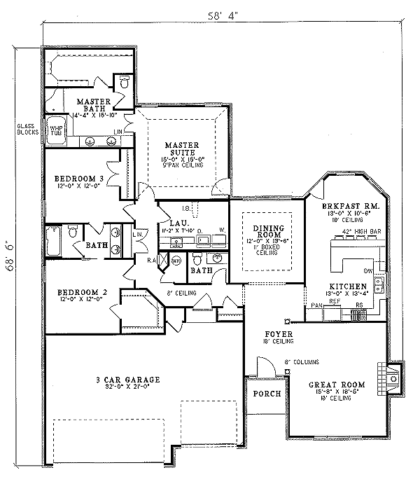 House Blueprint - Southern Floor Plan - Main Floor Plan #17-107