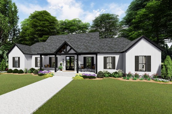 Exterior - Front Elevation 3 for Farmhouse House Plan #406-9670 - 3 bed, 2 bath