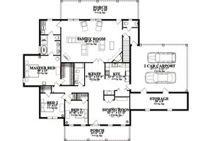 Floor Plan - Main Floor for Country House Plan #63-292 - 3 bed, 2.5 bath