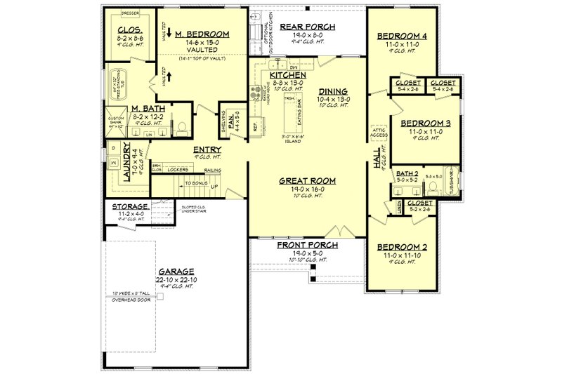 Dream House Plan - Floor Plan - Main Floor for Farmhouse House Plan #430-393 - 4 bed, 2 bath