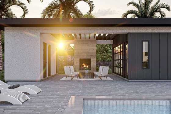 Exterior - Outdoor Living for Modern House Plan #455-641, 1 bath