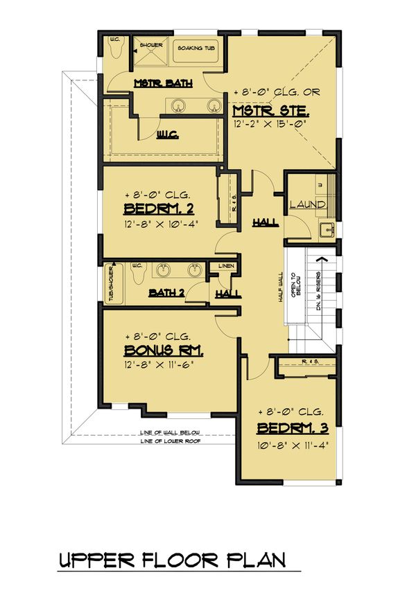 Contemporary Floor Plan - Upper Floor Plan #1066-88