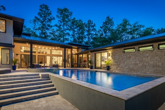 Exterior - Rear Elevation for Prairie House Plan #935-23 - 3 bed, 3.5 bath