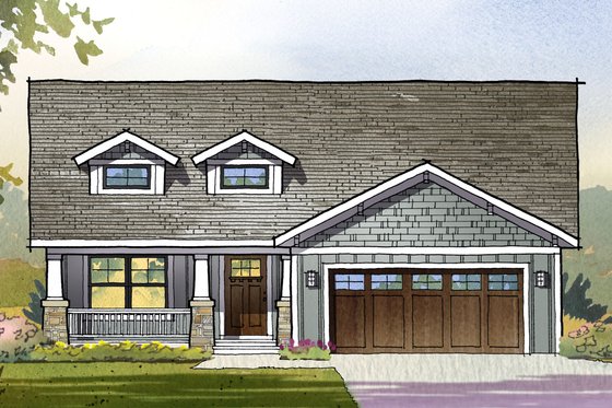 Exterior - Front Elevation for Craftsman House Plan #901-122 - 3 bed, 2.5 bath