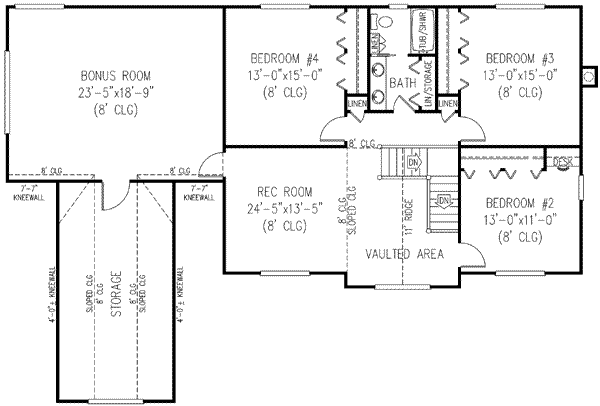 Farmhouse Floor Plan - Upper Floor Plan #11-125