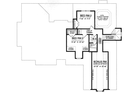 Floor Plan - Upper Floor for European House Plan #40-342 - 3 bed, 2.5 bath