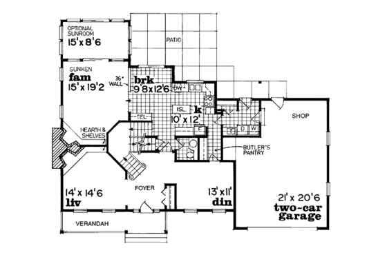 Floor Plan - Main Floor for Country House Plan #47-295 - 4 bed, 2.5 bath