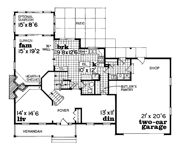Country Floor Plan - Main Floor Plan #47-295