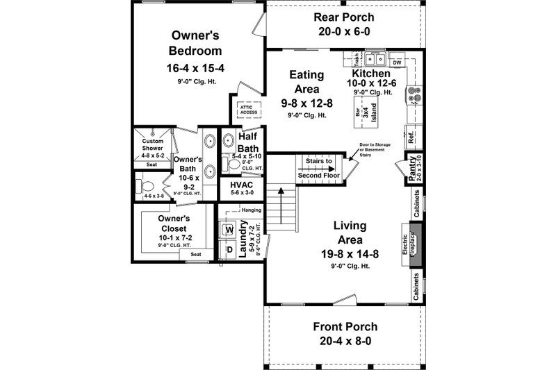 Dream House Plan - Floor Plan - Main Floor for Country House Plan #21-472 - 3 bed, 2.5 bath