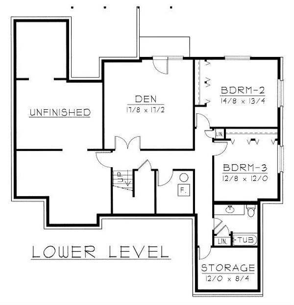 Bungalow Floor Plan - Lower Floor Plan #112-139