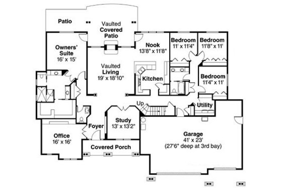 Floor Plan - Main Floor for Craftsman House Plan #124-760 - 4 bed, 3.5 bath