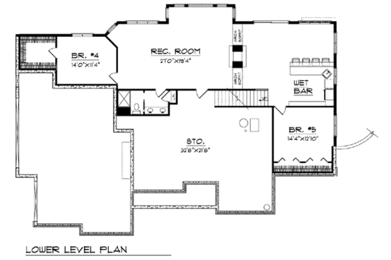 Floor Plan - Lower Floor for Country House Plan #70-788 - 5 bed, 4 bath