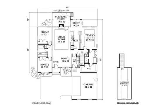 Floor Plan - Main Floor for Colonial House Plan #1053-77 - 3 bed, 2 bath
