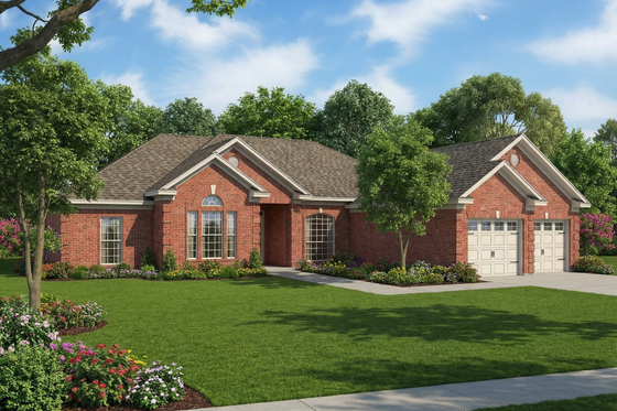 Exterior - Front Elevation 3 for European House Plan #17-157 - 4 bed, 3 bath