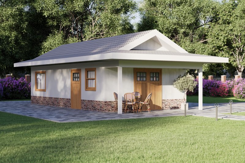 Architectural House Design - Exterior - Front Elevation 3 for Ranch House Plan #1106-73 - 1 bed, 1 bath