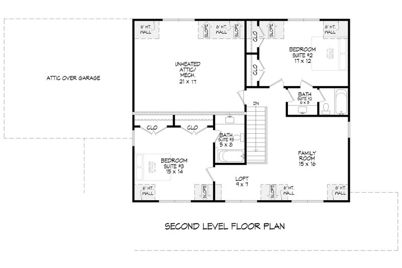 House Design - Floor Plan - Upper Floor for Farmhouse House Plan #932-1155 - 3 bed, 3.5 bath