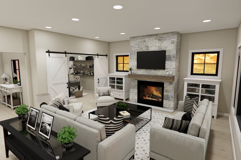 House Blueprint - Interior - Family Room for Bungalow House Plan #51-1375 - 4 bed, 3.5 bath
