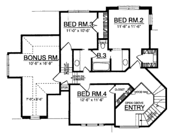 Traditional Floor Plan - Upper Floor Plan #40-222