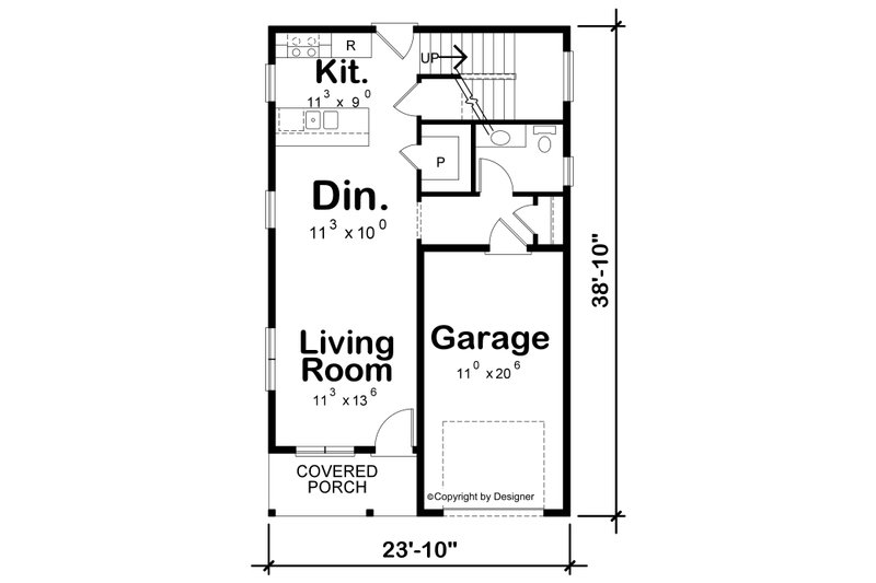 Home Plan - Floor Plan - Main Floor for Contemporary House Plan #20-2320 - 3 bed, 2.5 bath