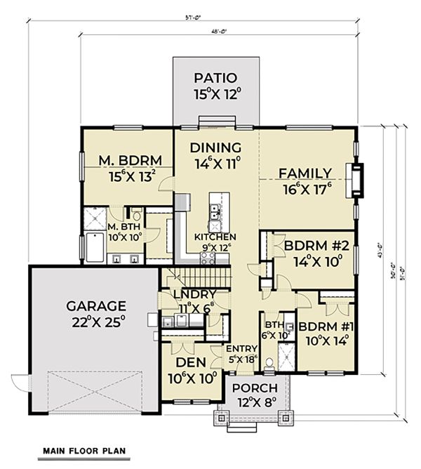 Dream House Plan - Craftsman Floor Plan - Main Floor Plan #1070-47