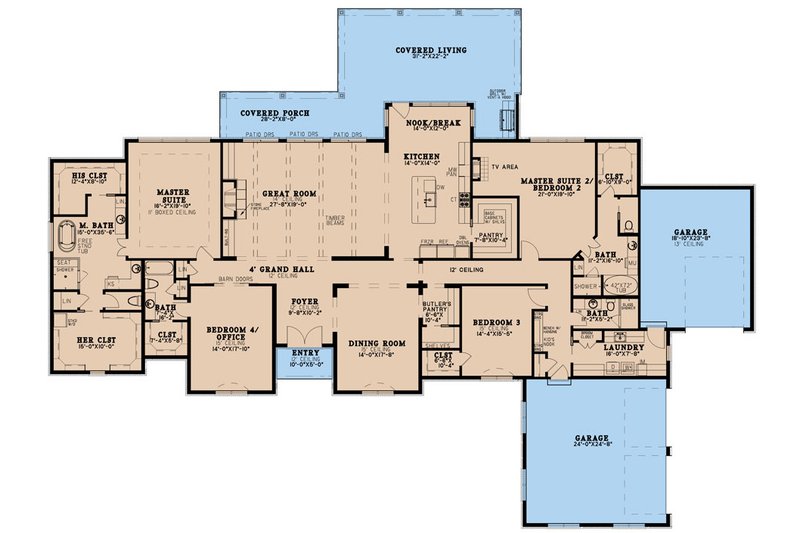 European Style House Plan - 4 Beds 4 Baths 4195 Sq/Ft Plan #923-274 ...