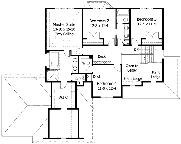 European Floor Plan - Upper Floor Plan #51-213