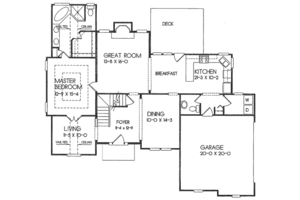 Floor Plan - Main Floor for Traditional House Plan #129-108 - 3 bed, 2.5 bath