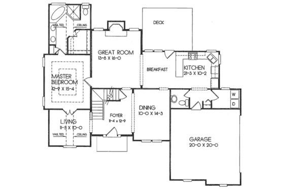 Floor Plan - Main Floor for Traditional House Plan #129-108 - 3 bed, 2.5 bath