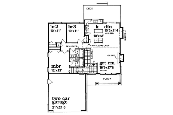 Floor Plan - Main Floor for Bungalow House Plan #47-377 - 3 bed, 2 bath