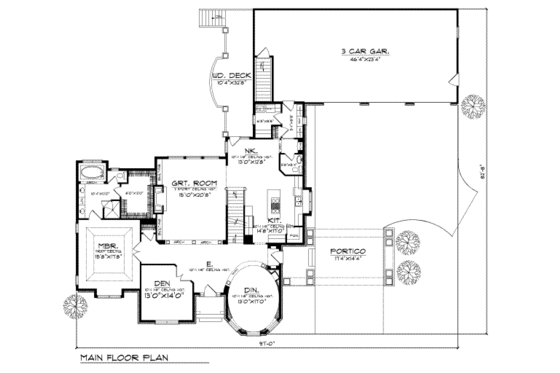 Floor Plan - Main Floor for Traditional House Plan #70-487 - 3 bed, 2.5 bath