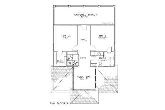 Floor Plan - Upper Floor for Beach House Plan #8-310 - 3 bed, 2.5 bath