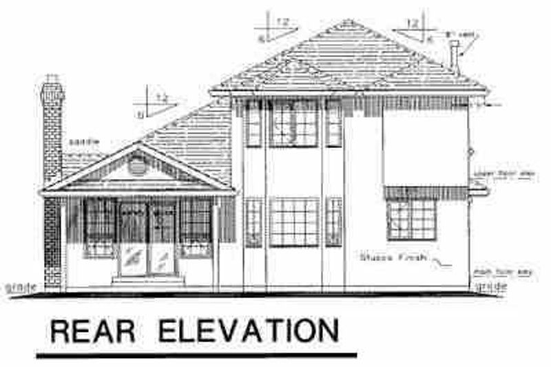 House Plan Design - Exterior - Rear Elevation for European House Plan #18-203 - 3 bed, 2.5 bath