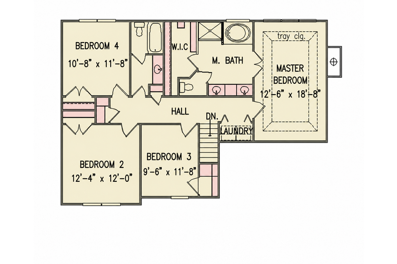 Dream House Plan - Floor Plan - Upper Floor for Colonial House Plan #54-712 - 4 bed, 2 bath