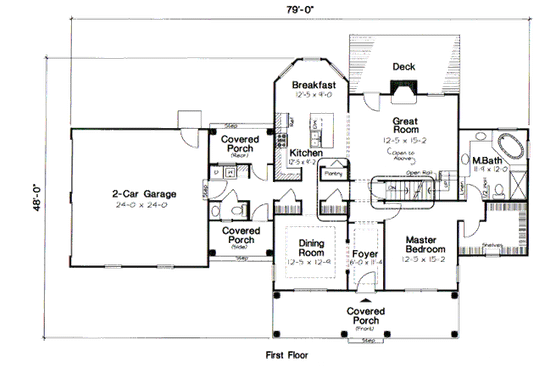 Floor Plan - Main Floor for Country House Plan #312-827 - 3 bed, 2.5 bath