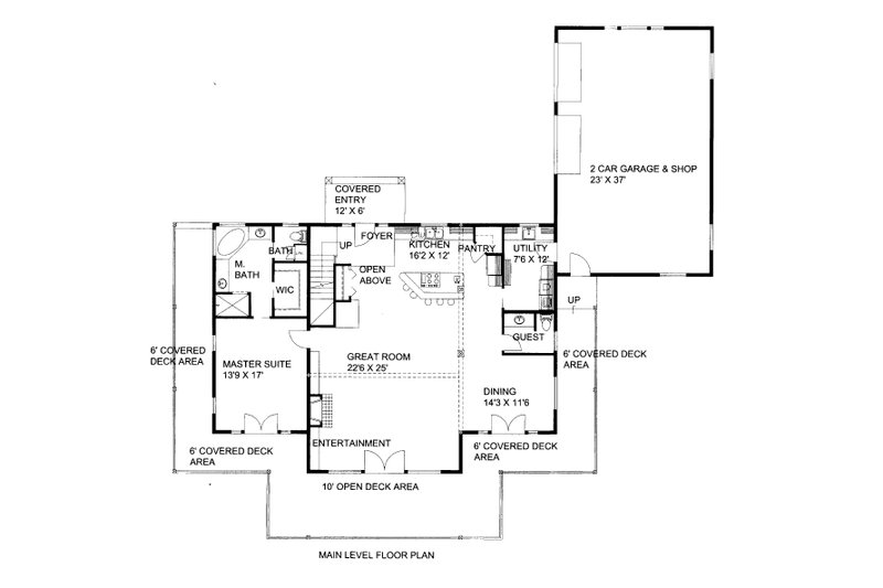 House Blueprint - Floor Plan - Main Floor for Craftsman House Plan #117-959 - 3 bed, 2.5 bath