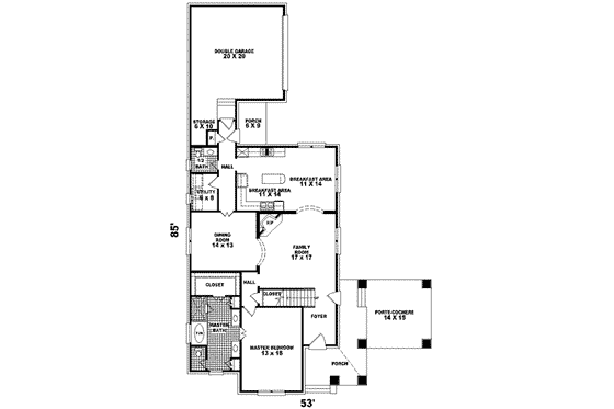 Floor Plan - Main Floor for Cottage House Plan #81-415 - 4 bed, 2.5 bath