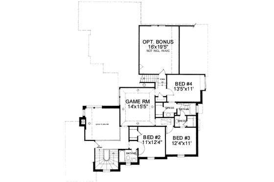 Floor Plan - Upper Floor for European House Plan #141-128 - 4 bed, 3.5 bath