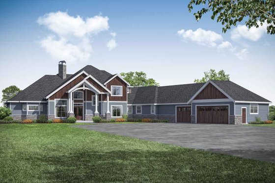 Exterior - Front Elevation 3 for Craftsman House Plan #124-1163 - 4 bed, 5 bath