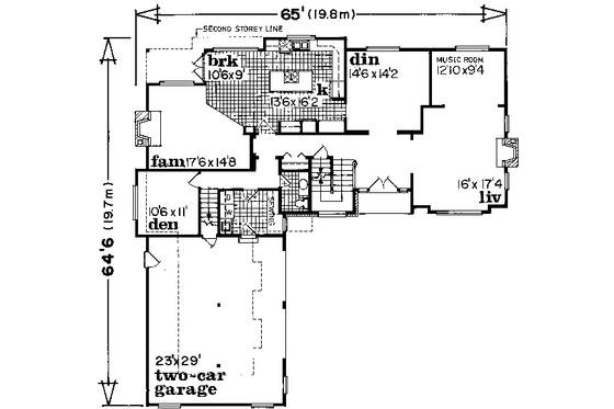 Floor Plan - Main Floor for Traditional House Plan #47-605 - 3 bed, 2.5 bath
