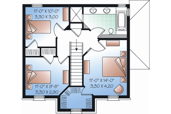 Floor Plan - Upper Floor for Country House Plan #23-2194 - 4 bed, 2.5 bath