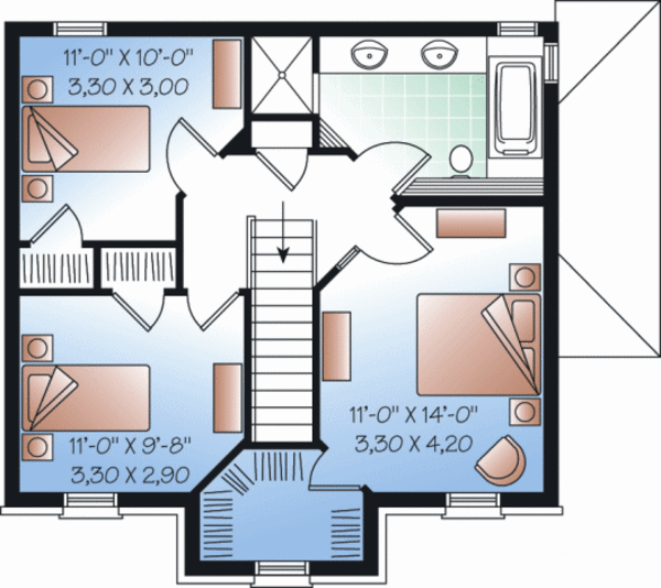 House Blueprint - Country Floor Plan - Upper Floor Plan #23-2194