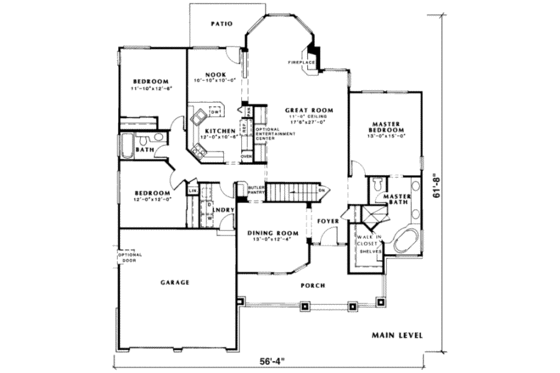 Floor Plan - Main Floor for Traditional House Plan #312-343 - 3 bed, 2 bath