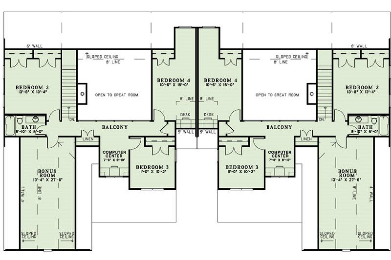 Craftsman Style House Plan - 4 Beds 2.5 Baths 5000 Sq/Ft Plan #17-2446 ...