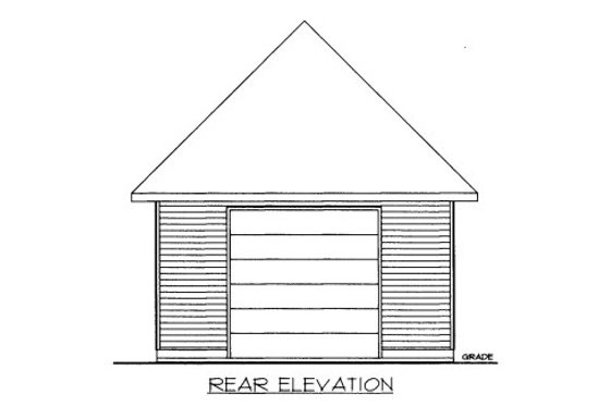 Exterior - Rear Elevation for European House Plan #117-753, 0.5 bath