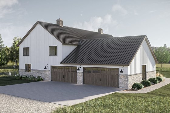 Exterior - Rear Elevation for Barndominium House Plan #455-726 - 4 bed, 3.5 bath