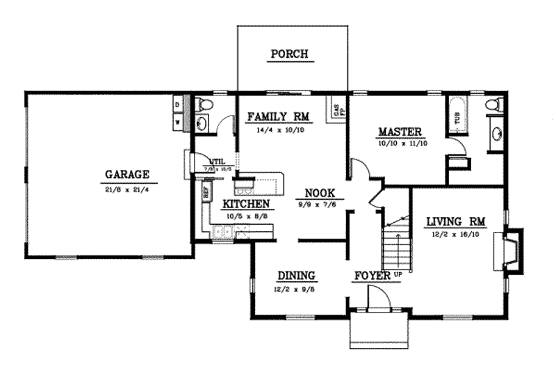 Home Plan - Floor Plan - Main Floor for Colonial House Plan #98-207 - 3 bed, 2 bath
