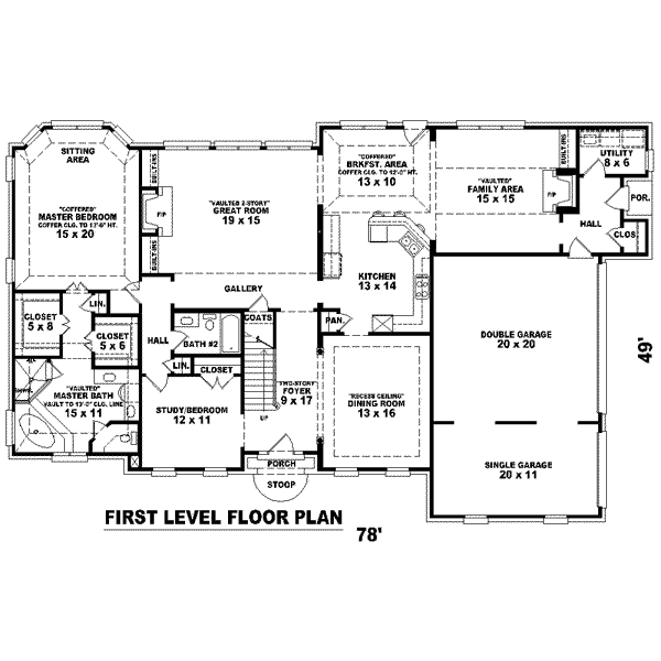 Colonial Floor Plan - Main Floor Plan #81-1594