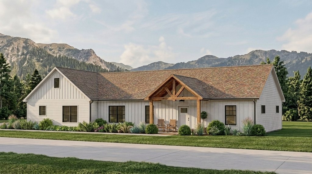 Exterior - Front Elevation 2 for Ranch House Plan #1064-258 - 3 bed, 2.5 bath