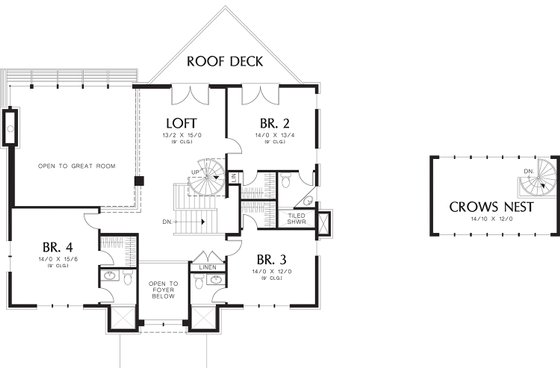 Floor Plan - Upper Floor for Modern House Plan #48-468 - 4 bed, 5.5 bath