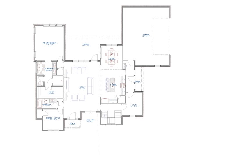 House Blueprint - Photo 15 for Farmhouse House Plan #1109-20 - 4 bed, 3 bath